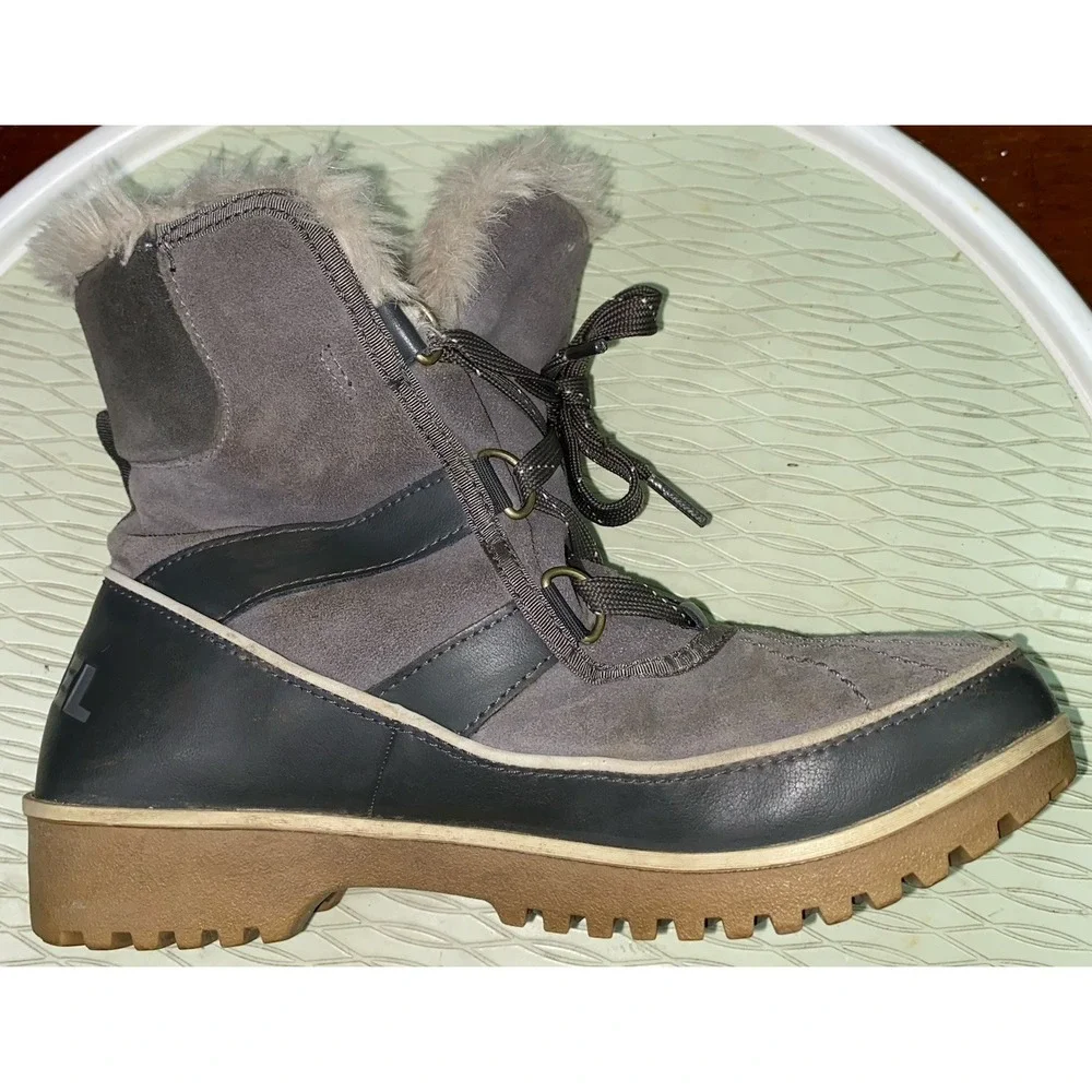 Sorel Tivoli II Women's Winter Snow Boots Waterproof Suede Faux Fur‎ Gray 8.5